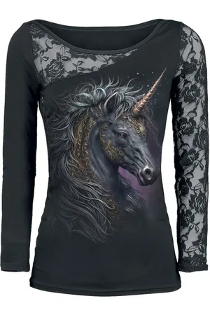 Spiral Pitkähihainen paita - Celtic Unicorn - S- XXL - varten Naiset