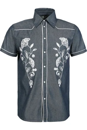King kerosin Rockabilly Lyhythihainen kauluspaita - Western Shirt - S- XXL - varten Miehet