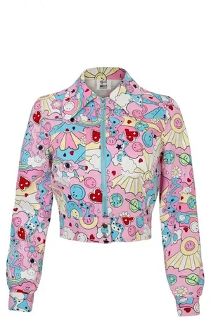 Hell Bunny Välikausitakki - x Smiley Originals Loulou Jacket - XS- 4XL - varten Naiset