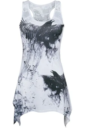 Innocent Gootti Toppi - Crow Shade Lace Panel Vest - S- 4XL - varten Naiset