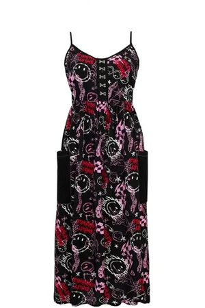 Hell Bunny Pitkä mekko - x Smiley Originals Riot Dress - XS- 4XL - varten Naiset