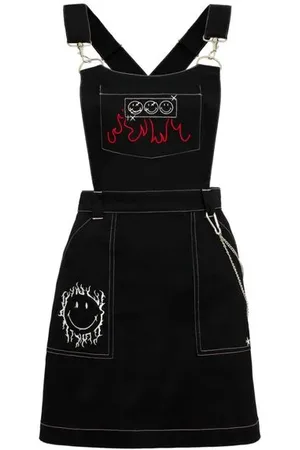 Hell Bunny Lyhyt mekko - x Smiley Originals Dylan Pinafore Dress - XS- XXL - varten Naiset