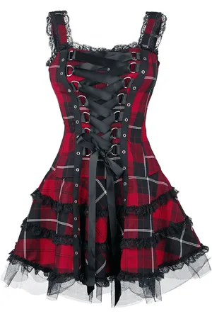 Hell Bunny Lyhyt mekko - Harley Tartan Dress - XS- XL - varten Naiset