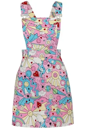 Hell Bunny Lyhyt mekko - x Smiley Originals Loulou Pinafore Dress - XS- 4XL - varten Naiset