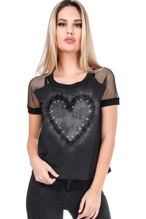 Outer Vision T-paita - Safety Pin Heart - S- XXL - varten Naiset
