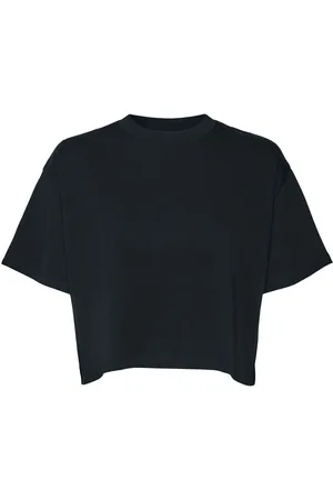 Noisy May T-paita - NMALENA S/S O-NECK SEMI CROP TOP NOOS - XS- XL - varten Naiset