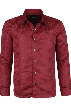 Gothicana Gootti Pitkähihainen - Woven Rose Shirt - S- XXL - varten Miehet