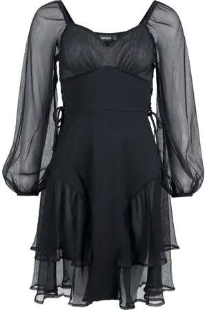 Jawbreaker Gootti Keskipitkä mekko - Crinkle Mesh and Jersey Mini Dress - XS- 4XL - varten Naiset