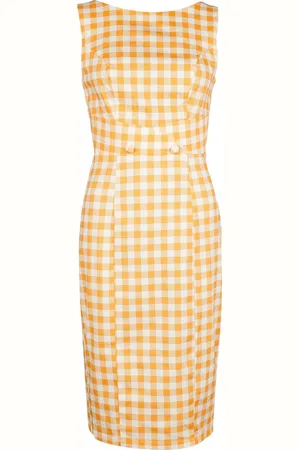 H&R London Keskipitkä mekko - Gemma Gingham Wiggle Dress - XS- XXL - varten Naiset