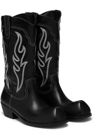 Koi Saappaat - Cryptek Snub Nose Tall Cowboy Boots - Black Vintage - EU41- EU46 - varten Miehet