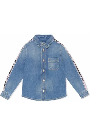 Off-White Kids Farkkupaidat - LOGO BAND DENIM SHIRT LIGHT BLACK