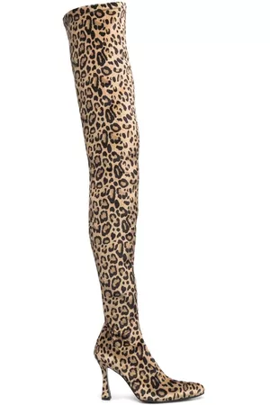 Pinko Naiset Ylipolvensaappaat - Leopard-print 95mm thigh-high boots