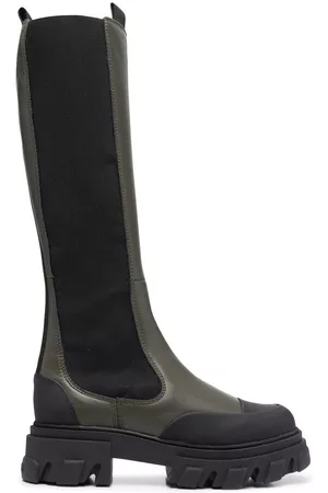 Ganni Naiset Nilkkurit - Knee-high chunky leather chelsea boots