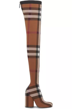 Burberry Naiset Ylipolvensaappaat - Check-print knee-high boots