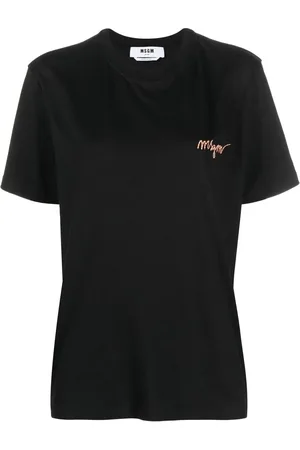 Msgm Logo-embroidered cotton T-shirt