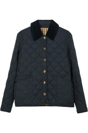 Burberry Corduroy-collar diamond-quilted jacket