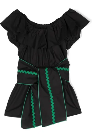 Mariuccia Ruffled belted off-shoulder playsuit