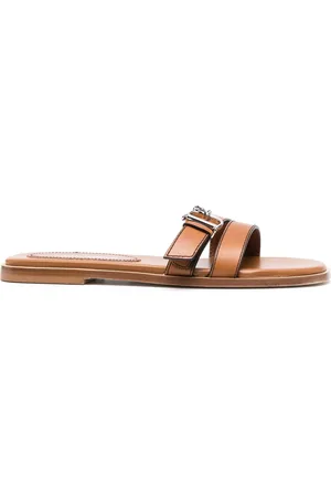 Dsquared2 Logo-buckle leather flat sandals