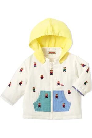 Miki House Embroidered-motif zip-up hooded jacket