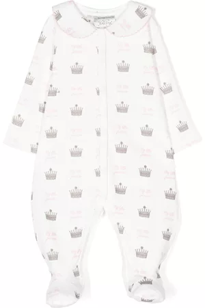 Rachel Riley Pyjamat - Crown-print cotton babygrown