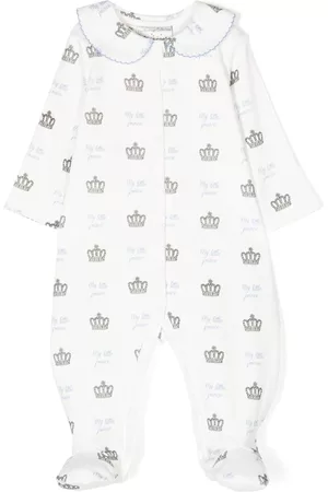 Rachel Riley Pyjamat - Crown-print cotton babygrown