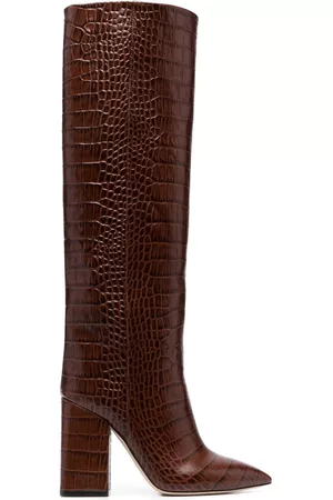 PARIS TEXAS Naiset Ylipolvensaappaat - 100mm crocodile-effect leather knee-high boots