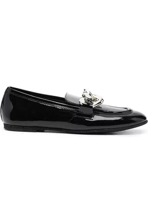 Love Moschino Naiset Loaferit - Chain-link patent-leather loafers