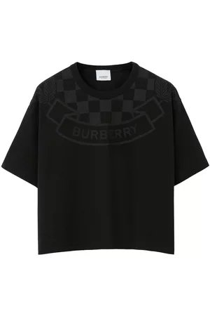 Burberry Naiset T-paidat - Check-print cotton cropped T-shirt