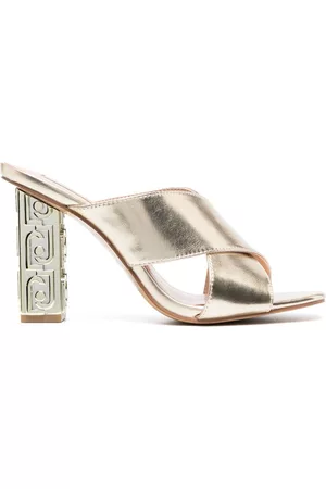 Liu Jo Naiset Sandaletit - Metallic branded-heel mule sandals