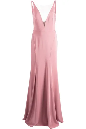 Marchesa Notte Crema plunging V-neck dress