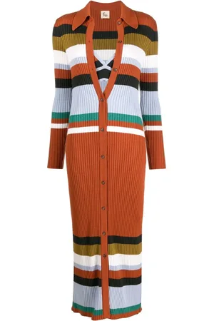 Paula Striped ribbed-knit dress