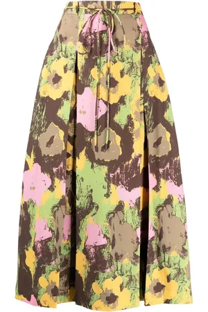 REJINA PYO Tied-waist floral-print skirt