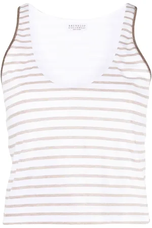 Brunello Cucinelli Scoop-neck striped vest top