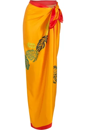 AMIR SLAMA Palm leaf print pareo
