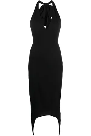Patou Halterneck V-neck midi dress