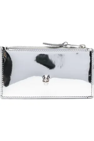 Alexander McQueen Skull-embellished metallic-effect wallet