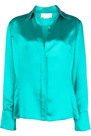 GENNY Stud-embellished satin shirt
