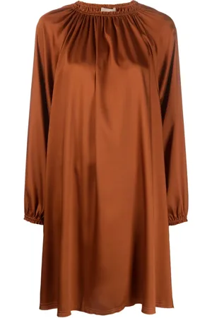 BLANCA Gathered-detail long-sleeve dress