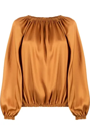 BLANCA Satin-finish ruched blouse
