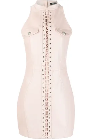Balmain Sleeveless leather minidress