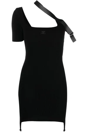 Courrèges Strap-detail asymmetric mini dress