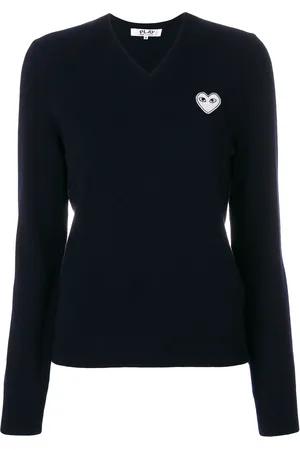 Comme des Garçons V-neck heart-logo sweater