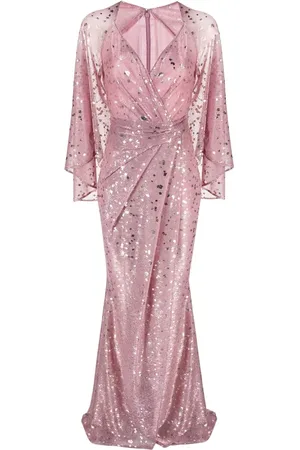 TALBOT RUNHOF V-neck draped gown