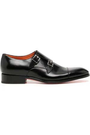 santoni Double-buckle leather shoes