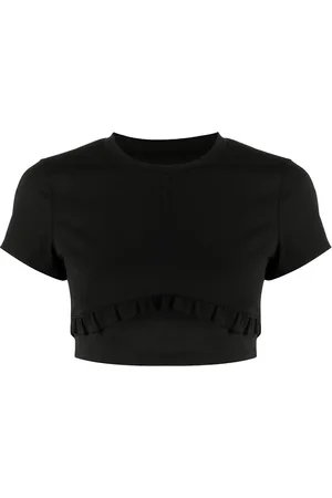 Onefifteen X BEYOND the RADAR cropped ruffle-trim T-shirt