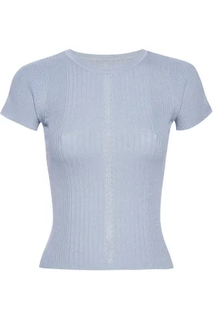 RTA Crew-neck ribbed-knit silk top