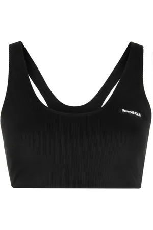 Sporty & Rich Serif logo-patch ribbed bra