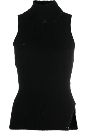 Courrèges Logo-embroidered ribbed tank top