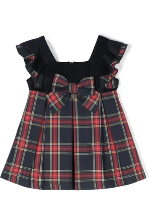 Lapin House Plaid-print bow-detail dress