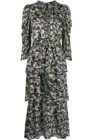 Marchesa Notte Juniper floral-print tiered dress